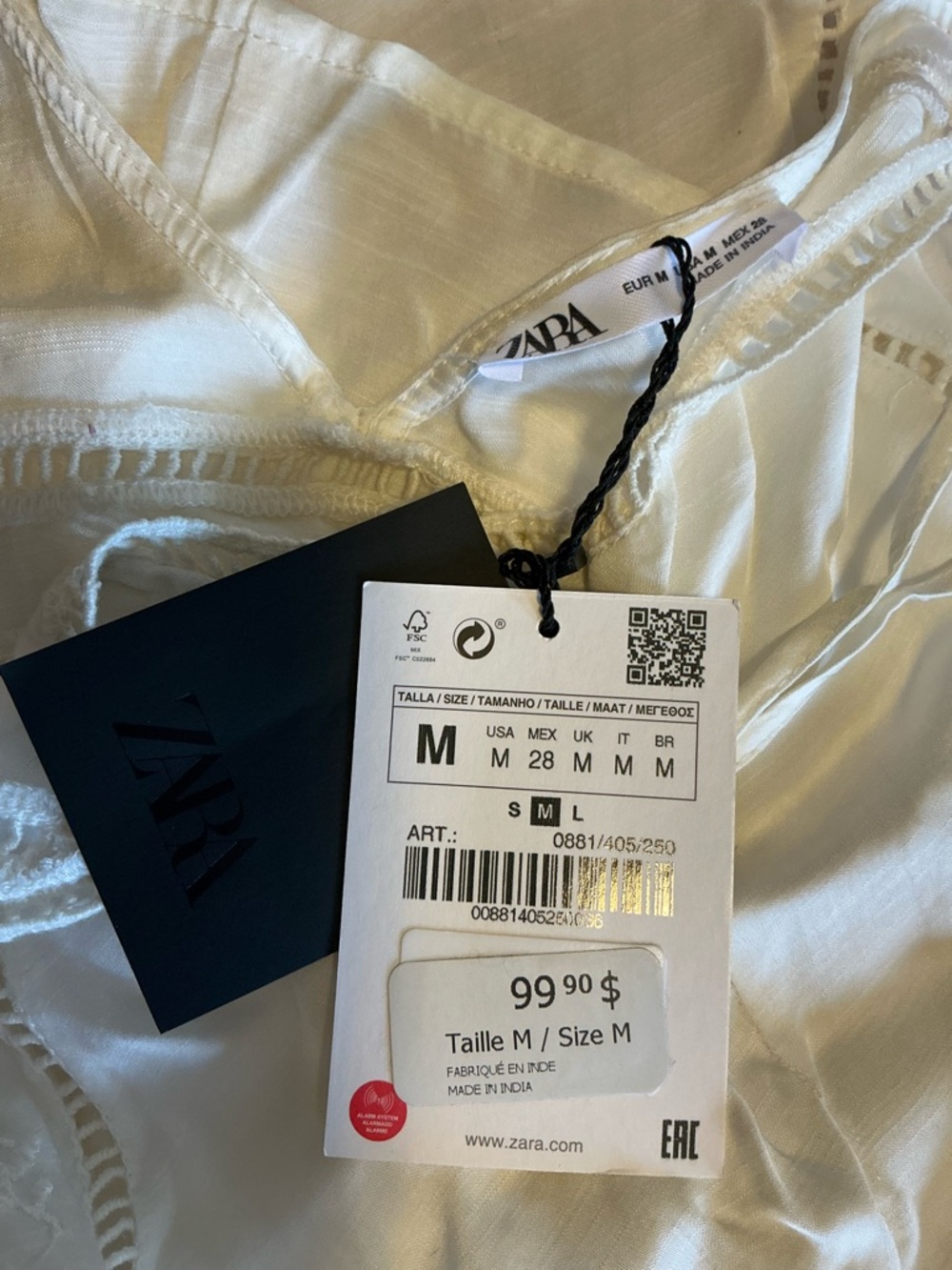 Zara White Lightweight V-Neck Midi Dress, M - Picture 2 of 5
